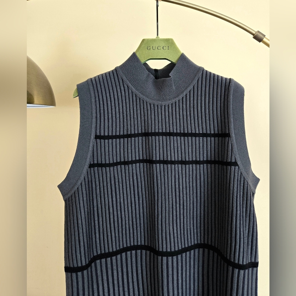 NWT NIKE × EVERY STITCH CONSIDERED Knit Black/Gray Wool Maxi Dress Size:L ITALY
